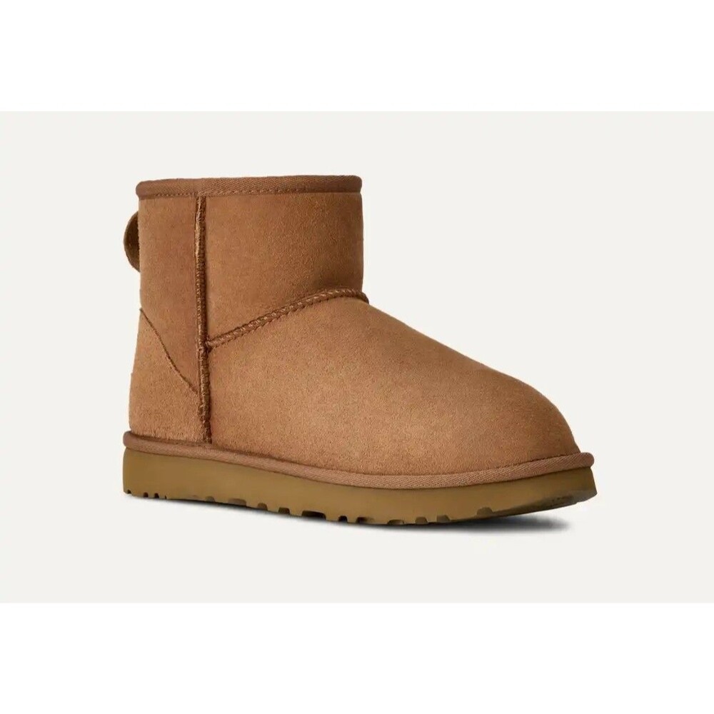 UGG Classic Mini II Chestnut Suede Sheepskin Ankle Boots Women’s Size 7 1016222 - Picture 2 of 8